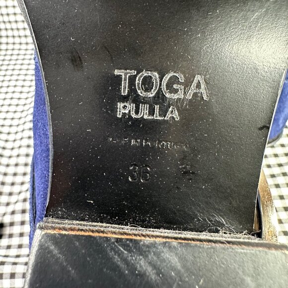 Toga Pulla Blue Suede Cowgirl Western Silver Buckle Boots Women's EU 36 / US 6 - Picture 6 of 7